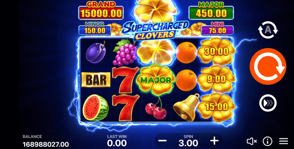 Supercharged Clovers play screen